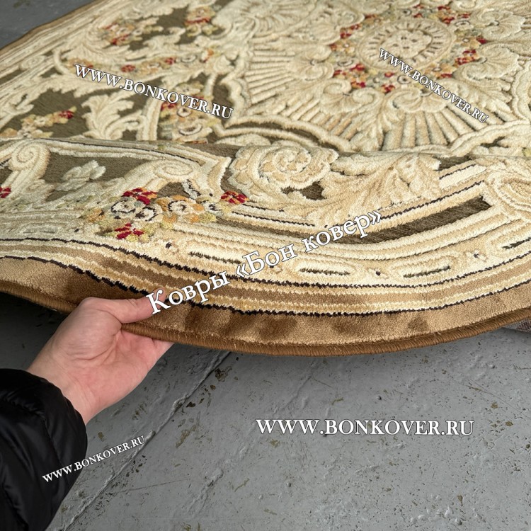 Тонкий Ковер из Вискозы Медальон Дизайн 22273 Овал